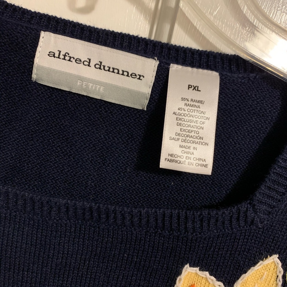 NWOT! blue Floral Sweater with Square Neckline - Picture 2 of 6